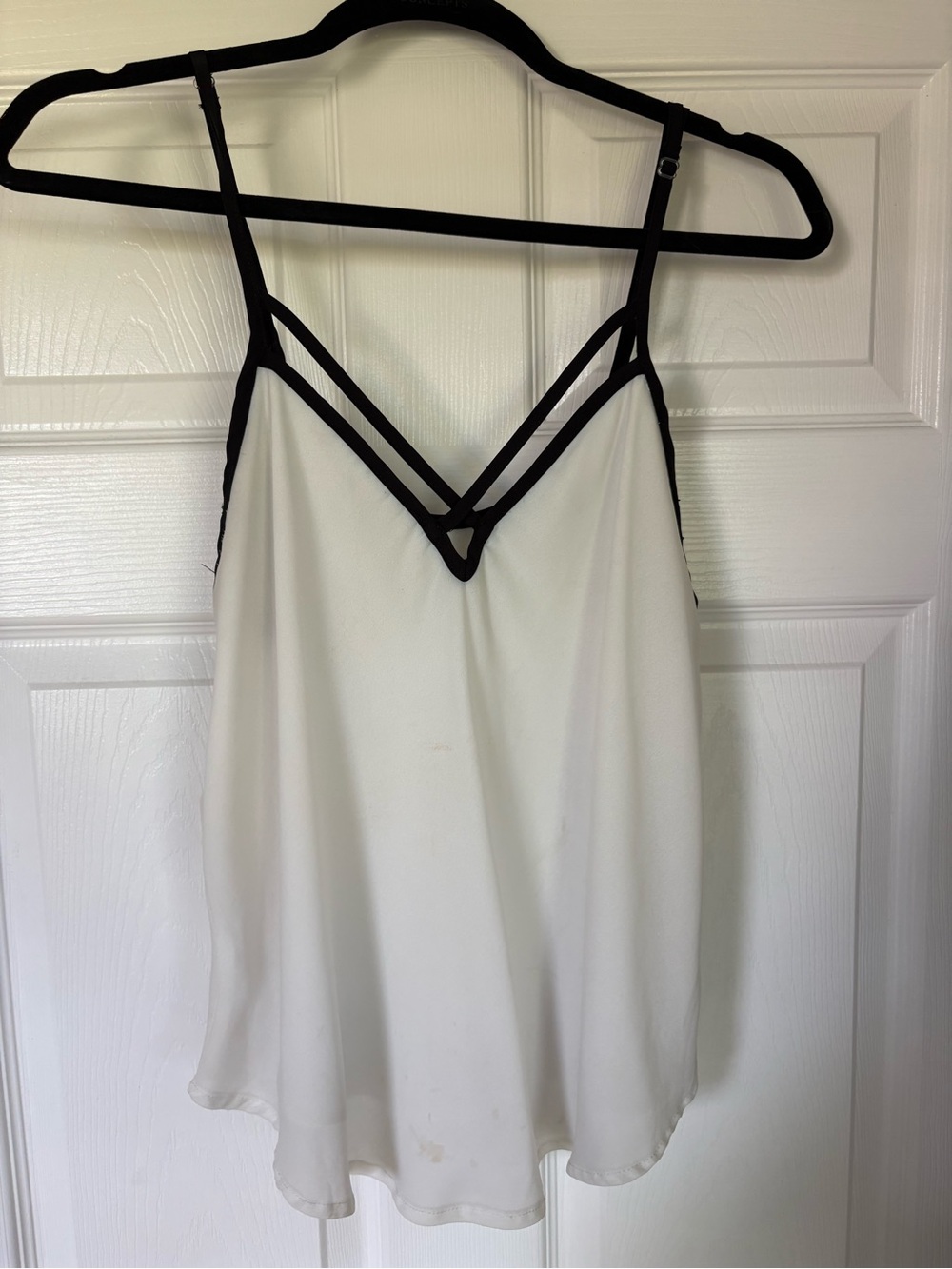 Brandy Melville White Camisole with Black Trim V-Neck